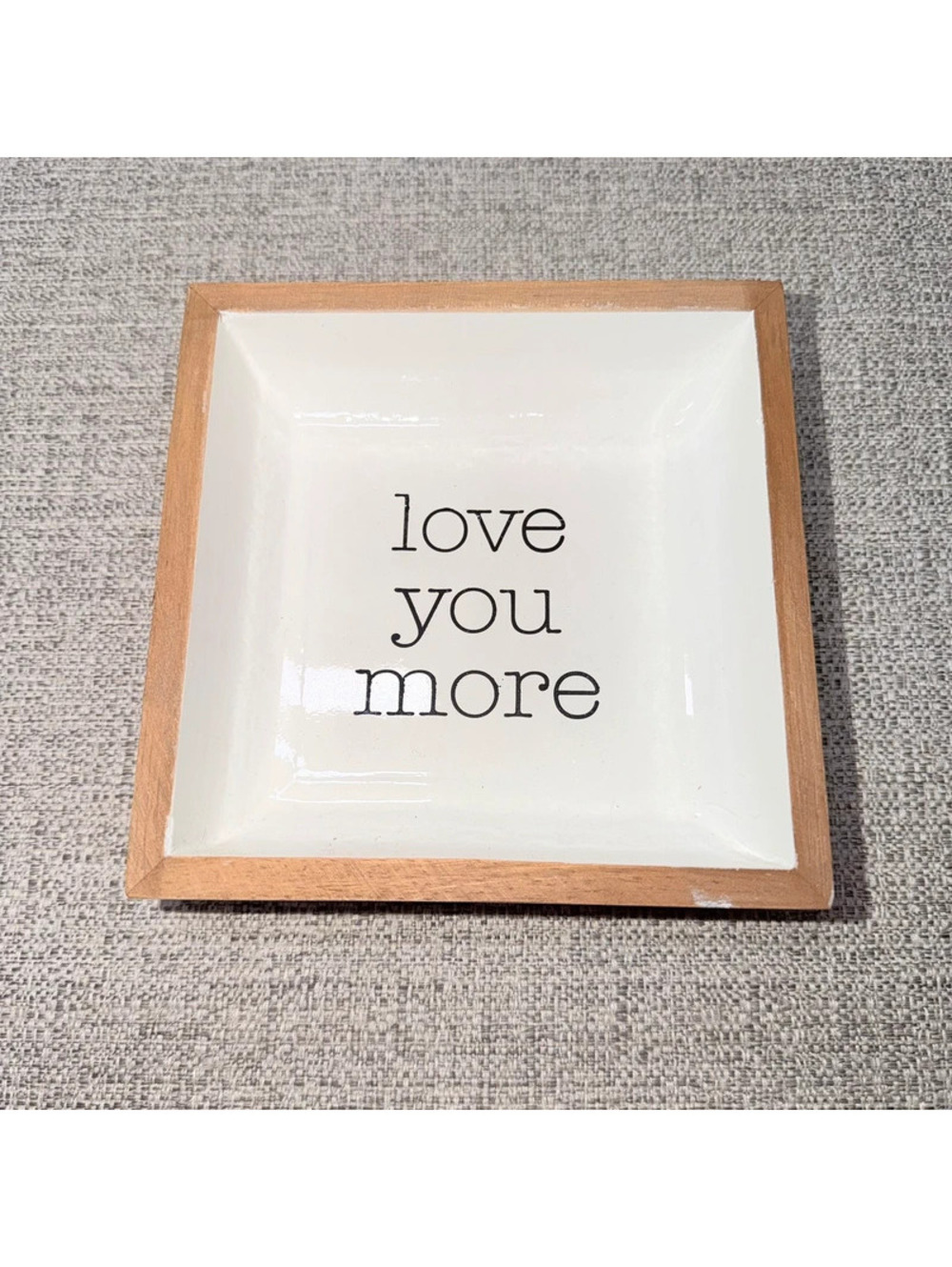 Love You More Wood Enamel Trinket Dish Farmhouse Jewelry Ring Catchall Tray
